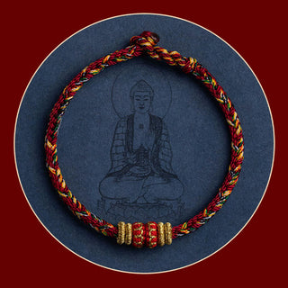 Buddha Gift Tibet Handmade Chinese Zodiac Natal Buddha Luck Strength Braided String Bracelet
