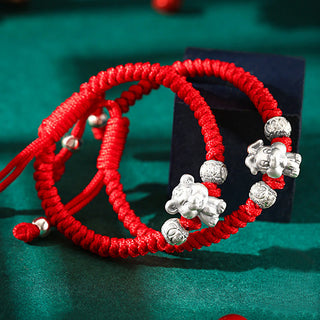 Buddha Gift 999 Sterling Silver Chinese Zodiac Red Rope Luck Handcrafted Kids Bracelet