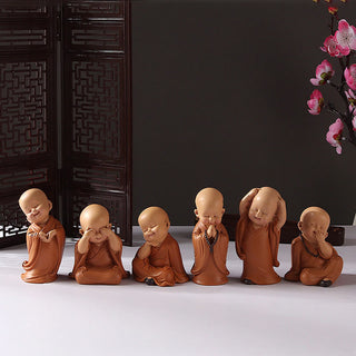 Buddha Gift Small Mini Meditation Praying Monk Serenity Resin Home Decoration