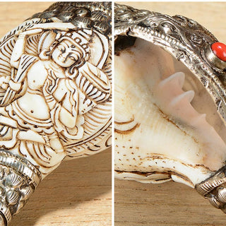 Buddha Gift Tibetan Handmade Engraved Shankha Buddha Conch Shell Wealth Positive Decoration