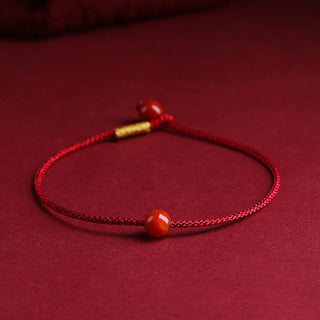 Buddha Gift Natural Cinnabar Red Agate Blessing Red String Bracelet