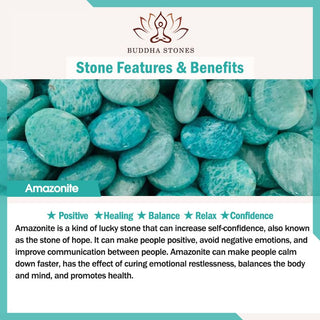 Buddha Gift Natural Amazonite Stone Healing Lotus Mala Bracelet