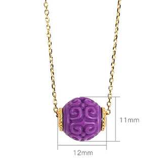 Buddha Gift 925 Sterling Silver Plated Gold Natural Purple Mica Stone Relief Bead Positive Necklace Pendant Bracelet Set