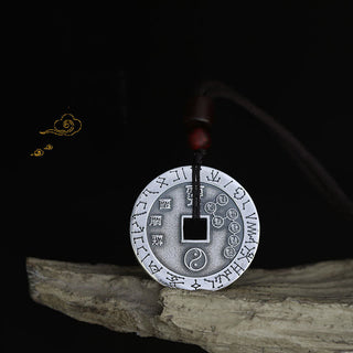 Buddha Gift Bagua Yin Yang Copper Coin Star Balance Energy Necklace Pendant