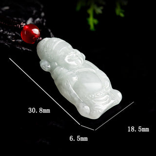 Buddha Gift Natural Jade Chinese God of Wealth Caishen Ingot Luck Necklace Pendant