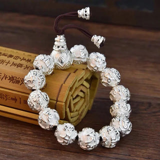 Buddha Gift Tibetan Om Mani Padme Hum Carved Alloy Beads Amulet Bracelet