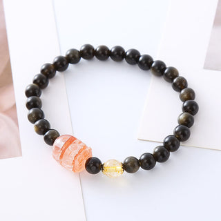 Buddha Gift Natural Gold Sheen Obsidian PiXiu Wealth Protection Bracelet