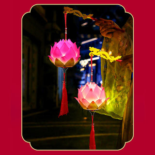 Buddha Gift DIY Lotus Flower Dragon Lantern Tassel Lamp Decoration