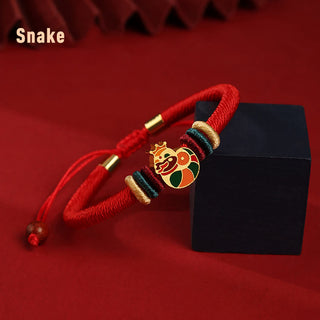 Buddha Gift Handmade 925 Sterling Silver Year of the Dragon Cute Chinese Zodiac Luck Braided Red Bracelet