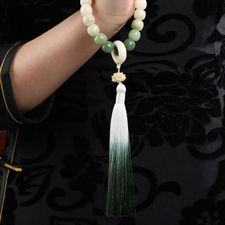 Buddha Gift Natural Gradient Bodhi Seed Fortune Money Bag Lotus Wisdom Tassel Wrist Mala