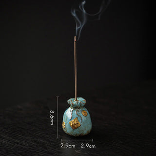 Buddha Gift Small Treasure Bowl Lucky Bag Bagua Tray Healing Ceramic Stick Incense Burner Decoration