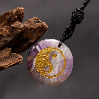 Buddha Gift Various Crystal Amethyst Tiger Eye Green Aventurine Yin Yang Spiritual Necklace Pendant