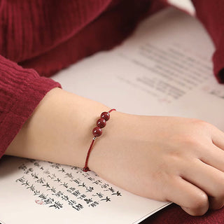 Buddha Gift Natural Lucky Cinnabar Bead Blessing String Bracelet Anklet