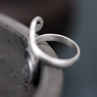 Buddha Gift 925 Sterling Silver Koi Fish Water Ripple Luck Wealth Ring