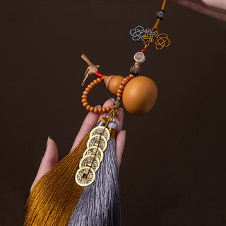 Buddha Gift Feng Shui Coins Gourd Chinese Knot Lucky Coins Five Emperor Money Wealth Tassels Decoration