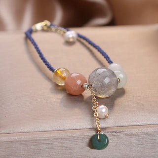 Buddha Gift Moonstone Sunstone Beads Peace Buckle Charm Healing Bracelet