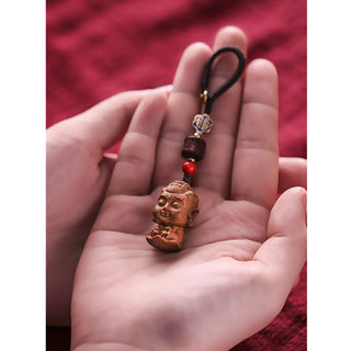 Buddha Gift Chinese Zodiac Natal Buddha Green Sandalwood Om Mani Padme Hum Peace Key Chain