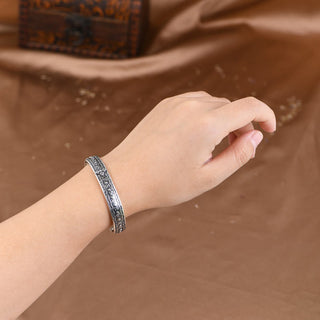 Buddha Gift 925 Sterling Silver Om Mani Padme Hum Double Dorje Engraved Wisdom Cuff Bracelet Bangle