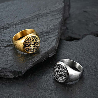 Buddha Gift 12 Constellations of the Zodiac Star of David Protection Ring
