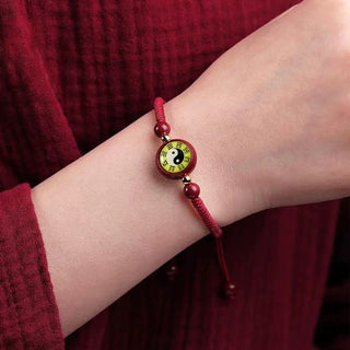 Buddha Gift Lucky Cinnabar Red String Yin Yang Symbol Bagua Blessing Bracelet
