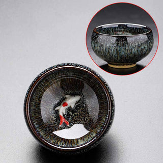 Buddha Gift Small Koi Fish Kiln Change Chinese Jianzhan Ceramic Teacup Kung Fu Tea Cup 60ml