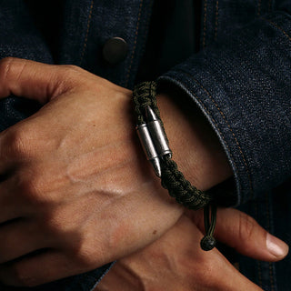 Buddha Gift 925 Sterling Silver Bullet Design Braided Rope Bracelet