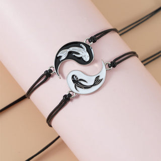 Buddha Gift 2pcs Yin Yang Hematite Couple Bracelet