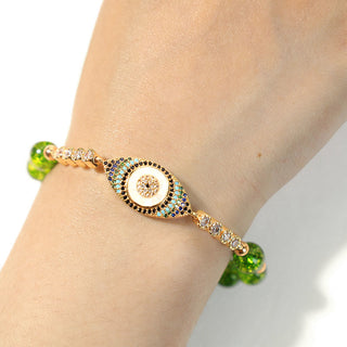 Buddha Gift Natural Peridot Evil Eye Abundance Bracelet