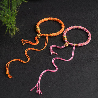 Buddha Gift Tibetan Handmade Luck Prayer Wheel Bead Charm Weave Colorful String Bracelet