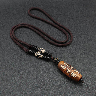 Buddha Gift Tibet Om Mani Padme Hum Dzi Bead Avalokitesvara Pattern Wealth Necklace Pendant