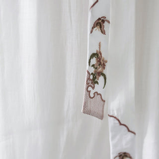 Buddha Gift 2Pcs Flower Embroidery Short Sleeve Tee T-shirt Wide Leg Pants Set