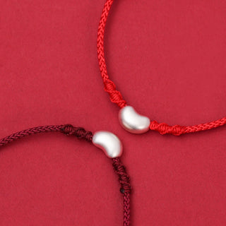 Buddha Gift 999 Sterling Silver Bean Design Luck Connection Handmade Braided Bracelet