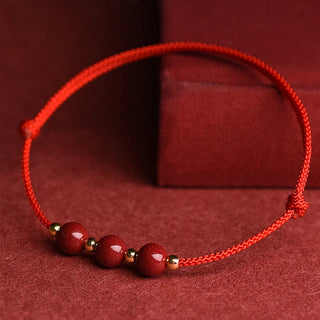 Buddha Gift Natural Lucky Cinnabar Bead Blessing String Bracelet Anklet