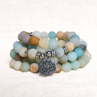 Buddha Gift Tibetan Amazonite Stone Blessing Lotus Mala