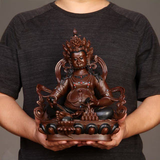 Buddha Gift Yellow Jambhala Bodhisattva Figurine Compassion Copper Statue Home Office Decoration