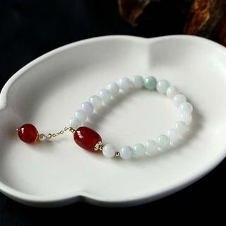 Buddha Gift Natural White Jade Agate Protection Bracelet