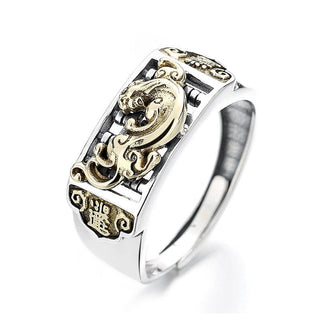 Buddha Gift 925 Sterling Silver PiXiu Luck Wealth Adjustable Ring
