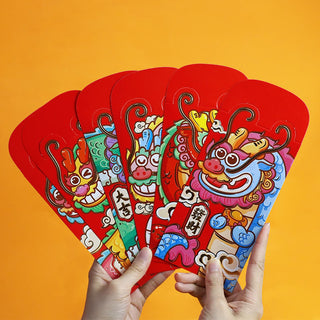 Buddha Gift 6Pcs Chinese Red Envelope Year of the Dragon Lucky Money Envelopes Auspicious Dragon Design 2024 Chinese New Year Dragon Year Envelope
