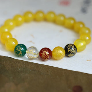 Buddha Gift Five Elements God of Wealth Various Agate Crystal Wealth Bracelet