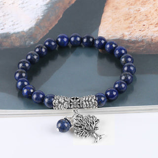 Buddha Gift Natural Gemstone Tree of Life Lucky Charm Stretch Bracelet