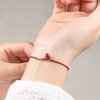 Buddha Gift Natural Cinnabar Red Agate Blessing Red String Bracelet