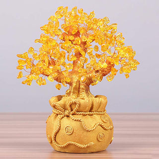 Buddha Gift Natural Citrine Money Tree Gemstone Ornament - Feng Shui for Prosperity