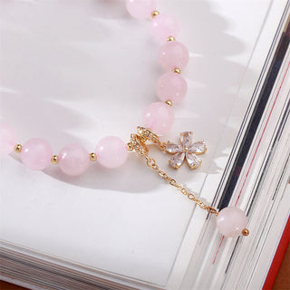 Buddha Gift Natural Pink Crystal Plum Blossom Love Bracelet