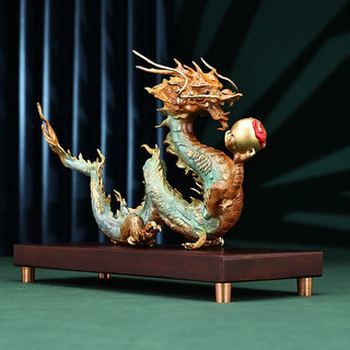 Buddha Gift Year Of The Dragon Auspicious Dragon Brass Copper Luck Success Office Decoration