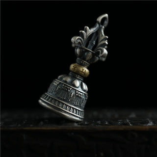 Buddha Gift Tibet 925 Sterling Silver Om Mani Padme Hum Dorje Bell Vajra Engraved Enlightenment Pendant Hanging Decoration