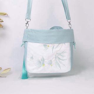Buddha Gift Suzhou Embroidery Lotus Epiphyllum Magnolia Cotton Linen Tote Crossbody Bag Shoulder Bag Handbag