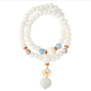 Buddha Gift Tibetan White Jade Bodhi Lotus Blessing Bracelet