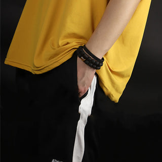 Buddha Gift Lava Rock Ebony Wood Tiger Eye Support Healing Bracelet