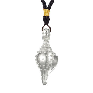 Buddha Gift 999 Sterling Silver Shankha Conch Shell Seashell Lucky Necklace Pendant
