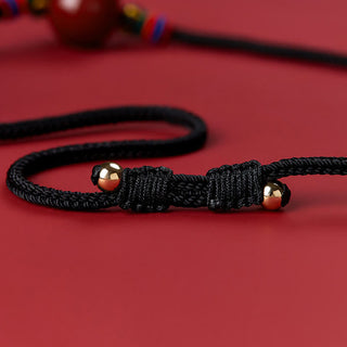 Buddha Gift Cinnabar Bead Blessing String Necklace Pendant